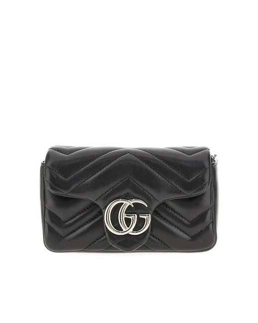 Gucci Black Nappa Leather 'Gg Marmont' Mini Bag