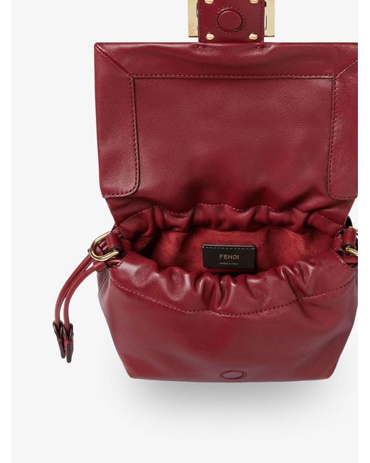 Fendi Red Mamma Baguette Small Leather Crossbody Bag