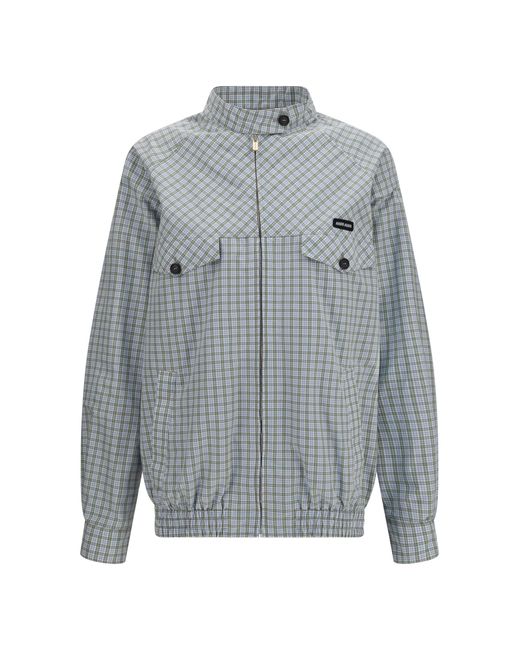 Miu Miu Gray Checked Technical Fabric Blouson Jacket