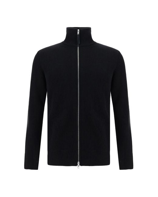 Margiela Blue Cotton Zip-Up Sweater for men
