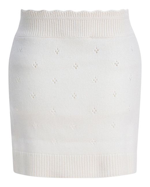 Chloé White Openwork Wool And Cashmere Miniskirt