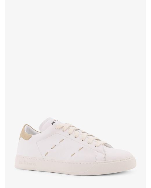 Kiton Pink Leather Sneakers With Iconic Stitching for men