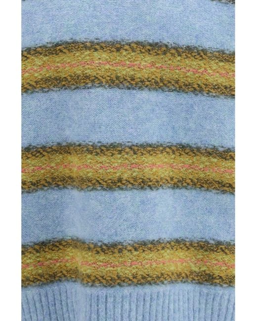 Dries Van Noten Blue Striped Crewneck Sweater for men