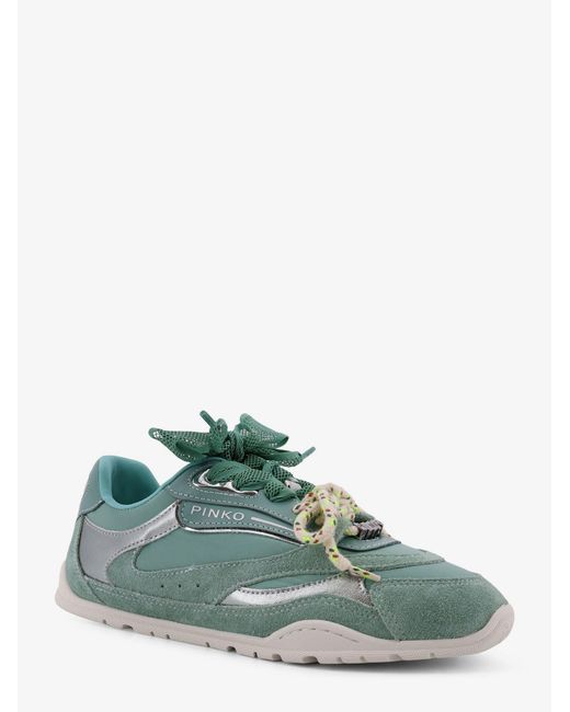 Pinko Green Yulia Suede Sneakers With Nylon Inserts