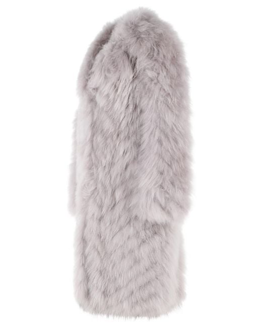 Simonetta Ravizza Gray Yori' 'Cloud' Cashmere Goat Fur Coat