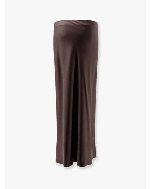 Brunello Cucinelli Brown Satin Long Skirt