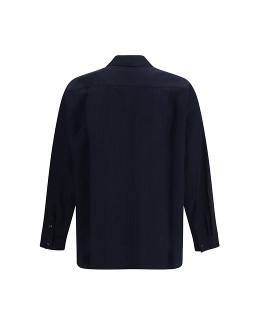 Giorgio Armani Blue Cotton Shirt With Classic Collar for men