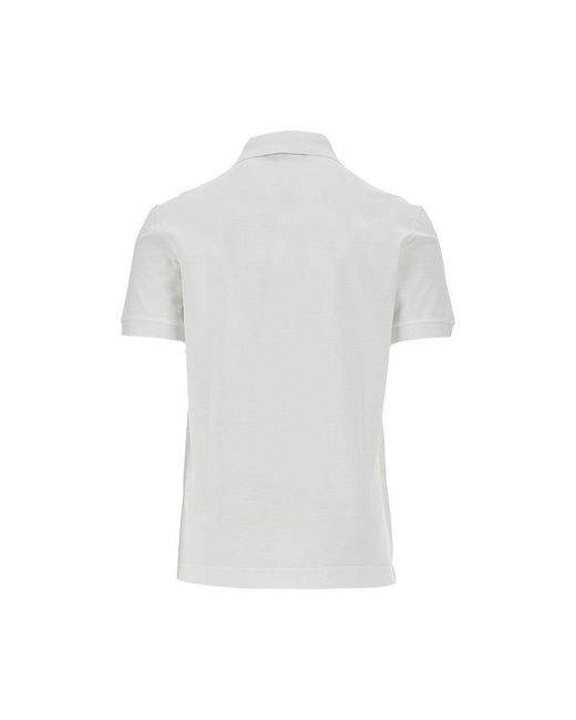 Dolce & Gabbana White Piquet Polo Shirt With Logo Plate for men