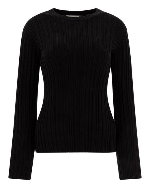 Loulou de Saison Black "Elsa" Silk Crewneck T-Shirt