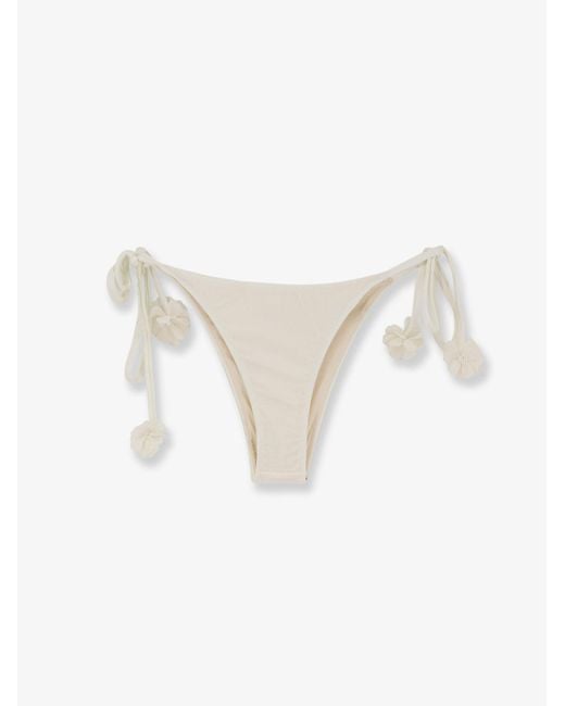 PATBO White Nylon Bikini Bottoms With Floral Detail