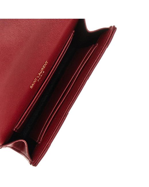 Saint Laurent Red Quilted Nappa Leather 'Cassandre' Wallet