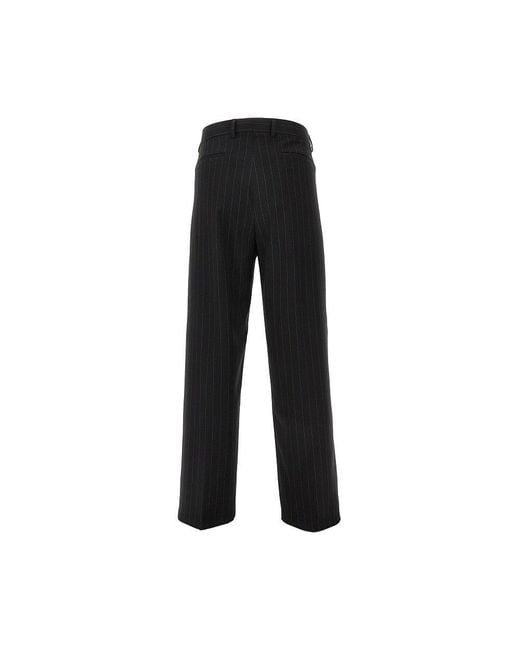 MARSĒM Black Pinstriped Twill Pants With Darts for men