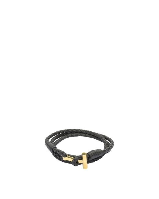 Tom Ford White Braided Leather Bracelet for men