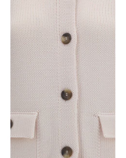 Ella White High Neck Cardigan Panna