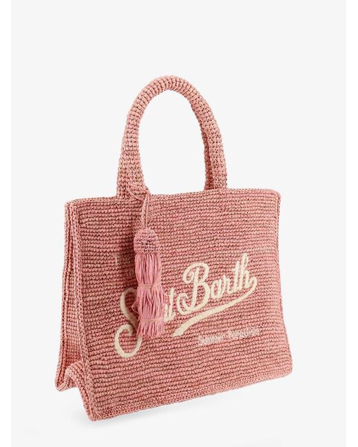 Mc2 Saint Barth Pink Colette Raffia Handbag