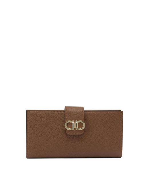 Ferragamo Brown "Gancini Continental" Wallet