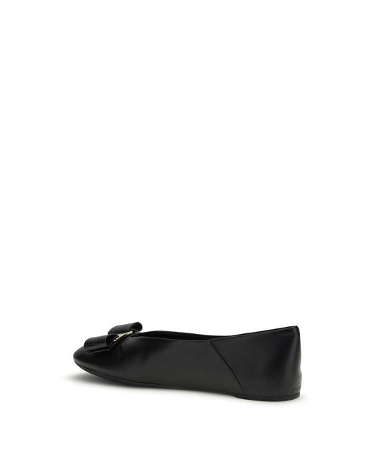 Ferragamo Black Vara Bow Ballerinas