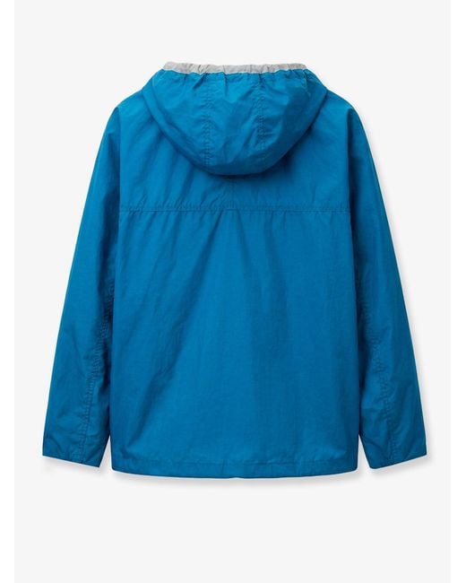 Loewe Blue Anorak Technical Fabric Windbreaker With Embroidered Anagram Logo for men