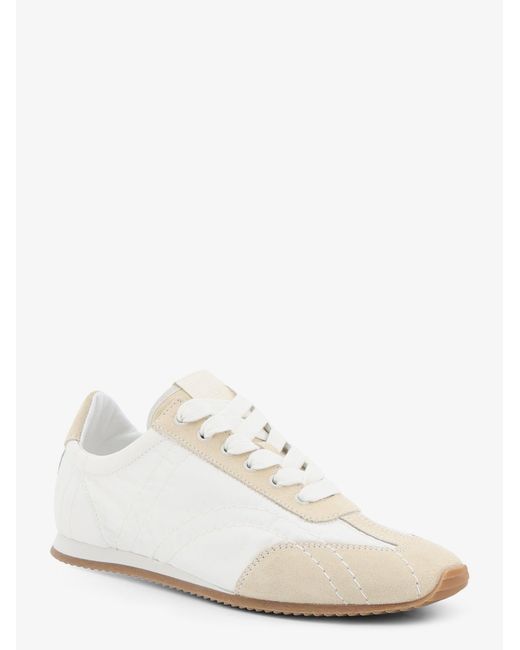 Totême  White Nylon And Suede Sneakers With All-Over Stitching Detail
