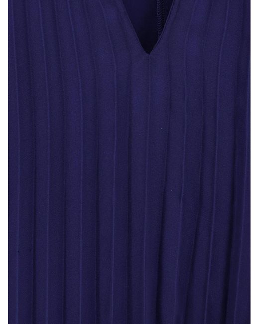 Max Mara Blue Mxecapsula Pleated Long Dress