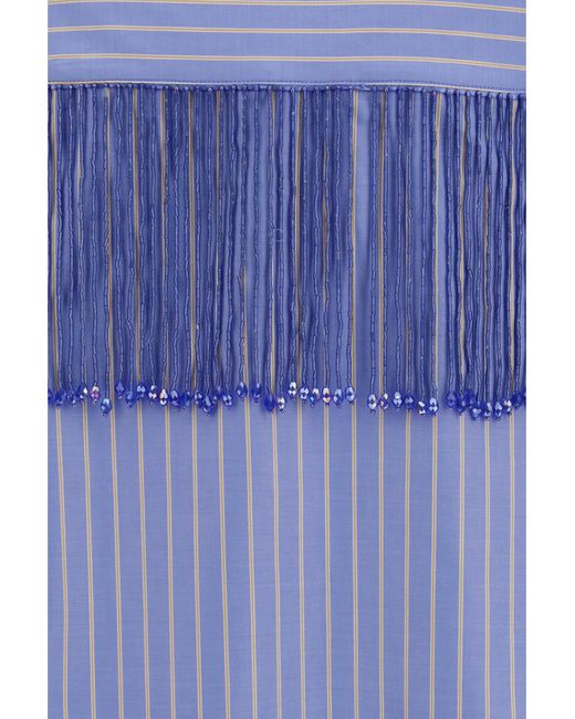 ANDAMANE Blue Miley Fringed Oversized Shirt
