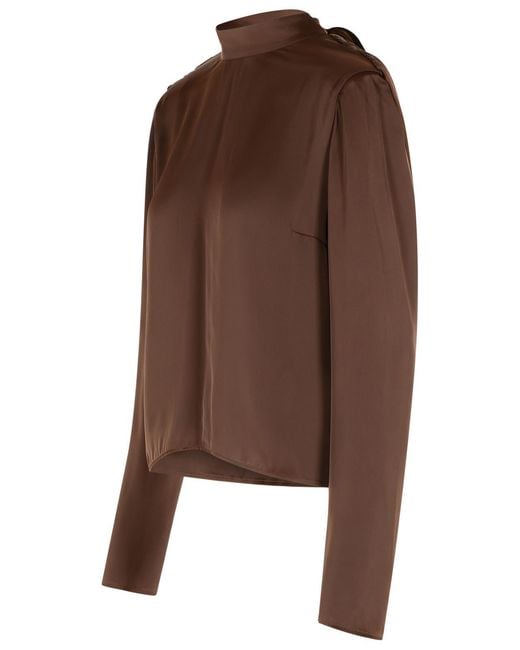 ROTATE BIRGER CHRISTENSEN Brown Bowina' Polyester Blouse