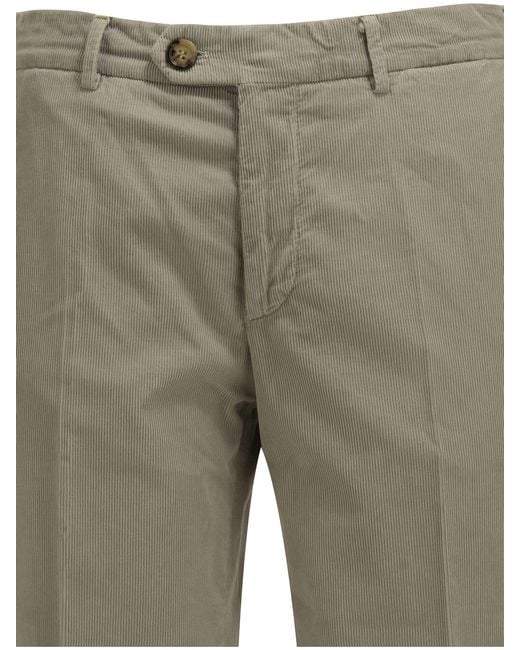 Brunello Cucinelli Gray Tailored Cotton Velvet Pants for men