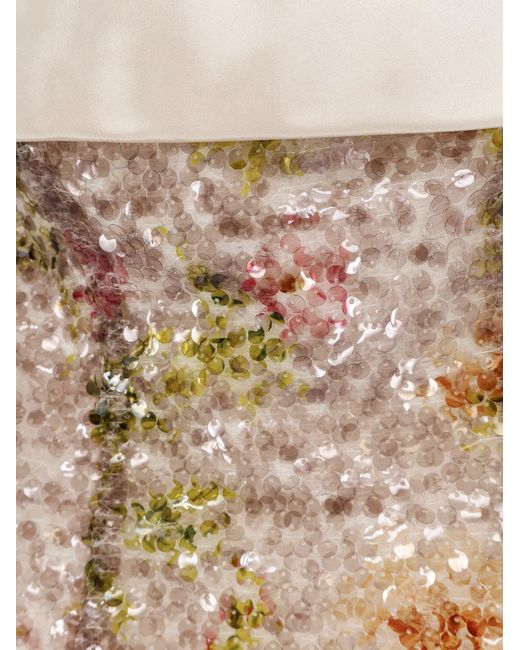 Alberta Ferretti Natural Mini Dress With Sequins