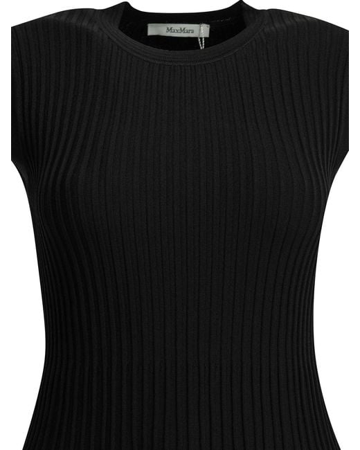 Max Mara Pure Black Flared Midi Dress
