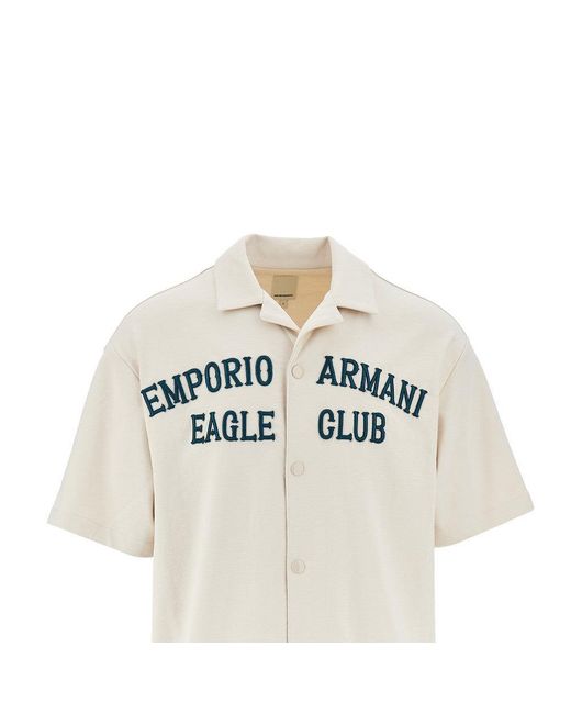 Emporio Armani White 'Eagle Club' Jersey Baseball Shirt for men