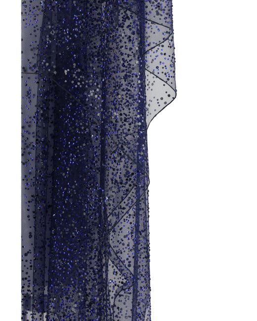 Giorgio Armani Blue Long Tulle And Crystal-Embellished Poncho
