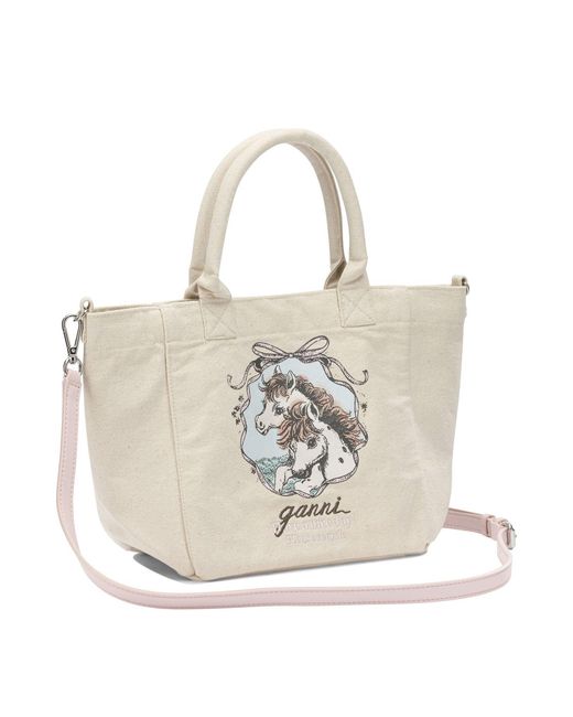 Ganni White Easy Pony Medium Handbag