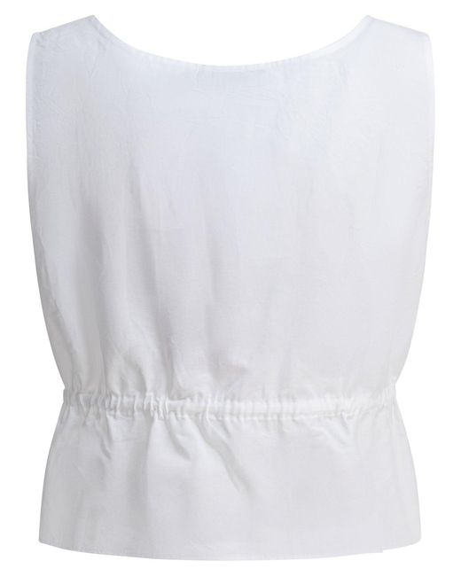 Miu Miu White Cotton And Linen Tank Top