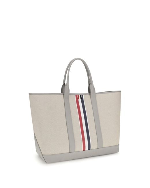 Thom Browne White Canvas Tote Bag for men