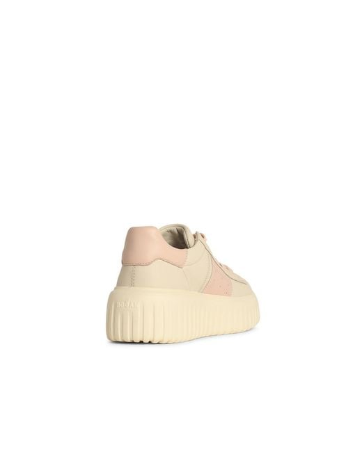 Hogan Natural 'H Stripes' Ivory Leather Sneakers