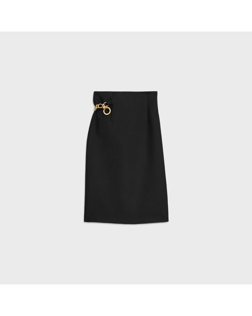 Céline Black Midi Skirt Virgin Wool Mohair