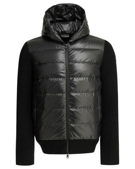 Moncler Black Padded Wool Cardigan for men