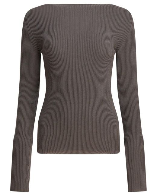 Rick Owens Gray Ribbed Sweater