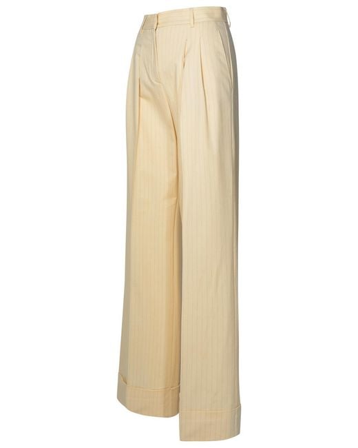 ANDAMANE Natural 'Nathalie' Ivory Wool Blend Trousers