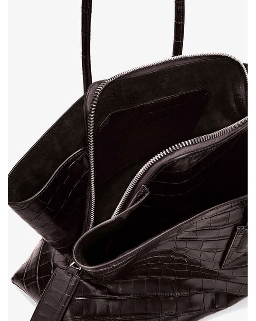 The Attico Brown La Passeggiata Medium Leather Shoulder Bag With Croco Effect