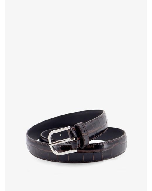 Totême White Slim Croco-Embossed Leather Belt