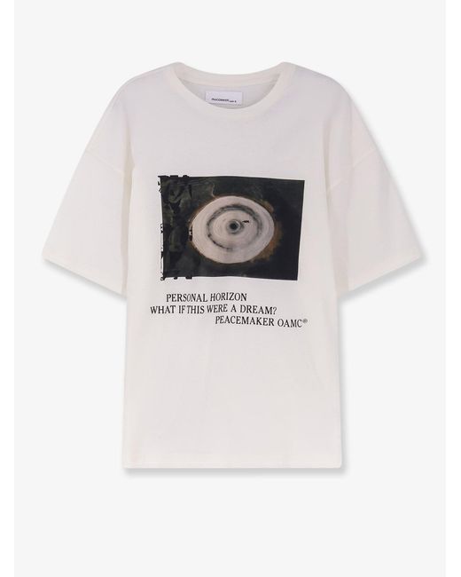 Oamc Peacemaker White Loose Fit Tshirt Landart 03 Print for men
