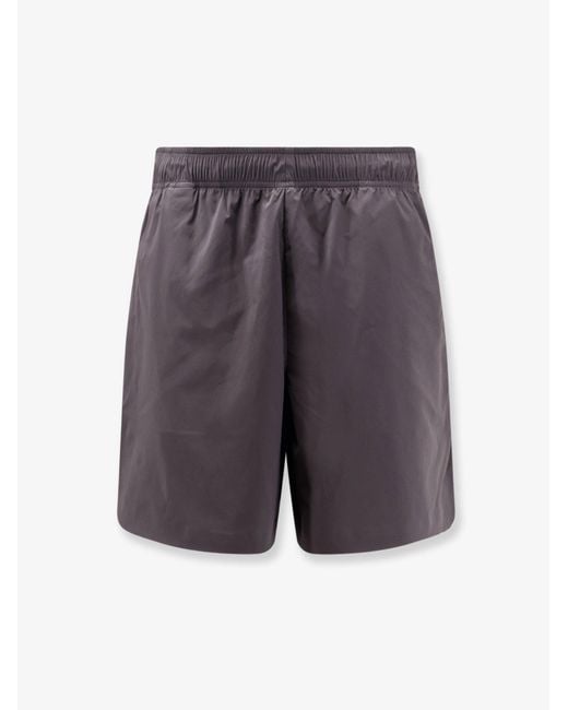 Stone Island Gray Nylon Bermuda Shorts With Embroidered Logo On The Back for men