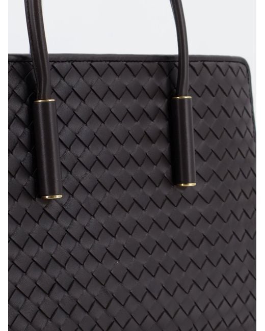 Bottega Veneta Black Barbara Leather Handbag With Intrecciato Motif