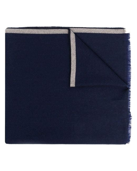 Brunello Cucinelli Blue Wool And Cashmere Scarf for men