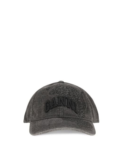 Ganni Gray Baseball Cap