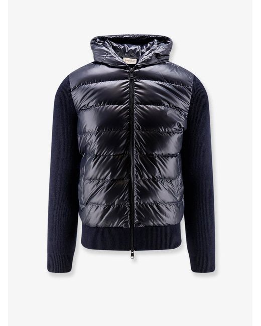 Moncler Blue Down Jacket With Virgin Wool Inserts for men