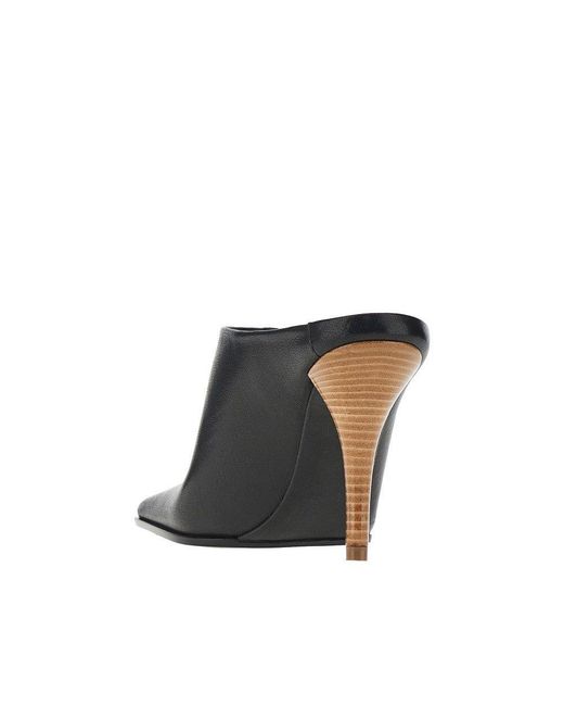Alaïa Blue Squared-Toe Leather Mules