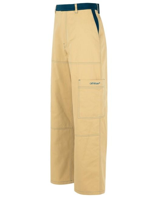 Off-White c/o Virgil Abloh Natural 'Cargo' Cotton Pants for men