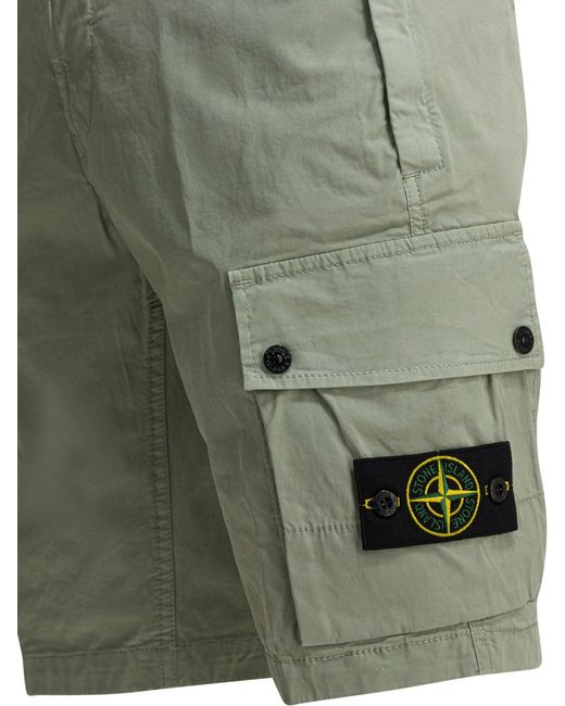 Stone Island Green Cargo Shorts for men